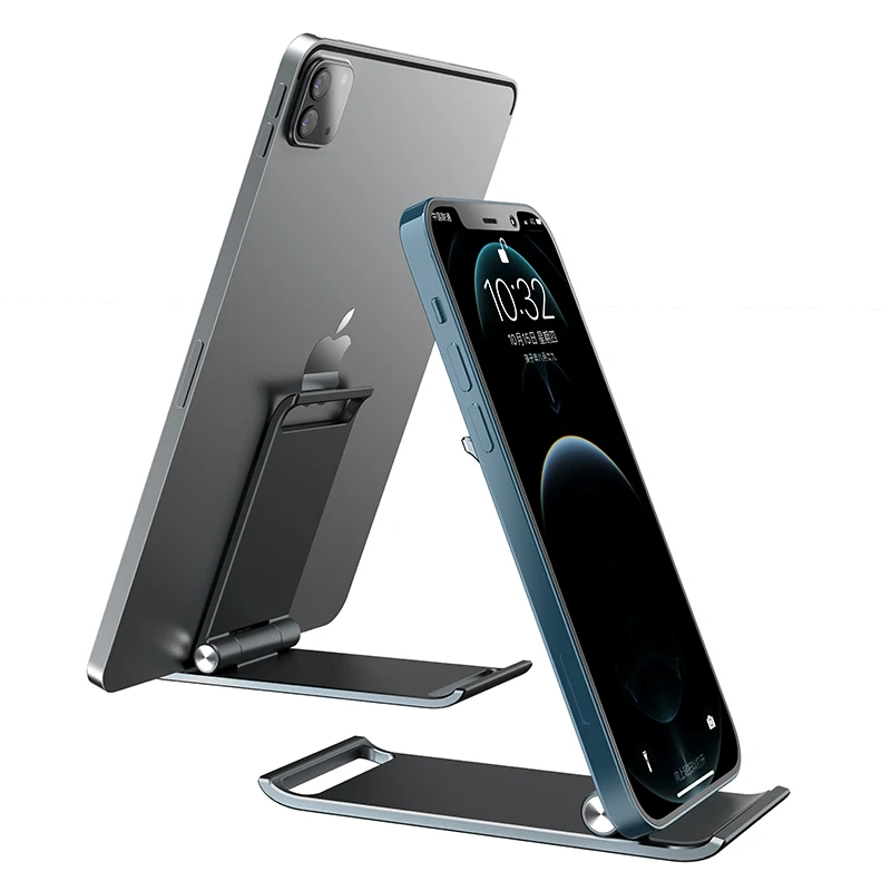 

Aluminum Alloy Mobile Phone Tablet Stand Thick Case Friendly Phone Holder Stand For Desk Compatible with All Mobile Phones, Blue,silver,grey