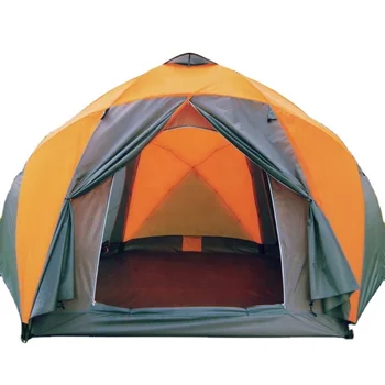 Outdoor multi person tent 10 people three door double layer high grade Luxurious hexagonal tent