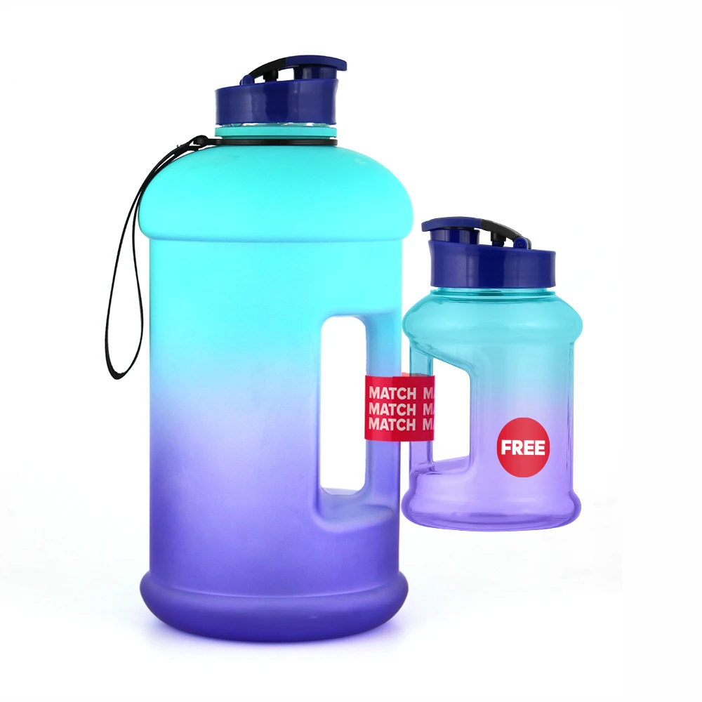 

2.2L Wholesale BPA free Eco-Friendly PETG Plastic Motivational Sports Water Bottle With Straw Lid