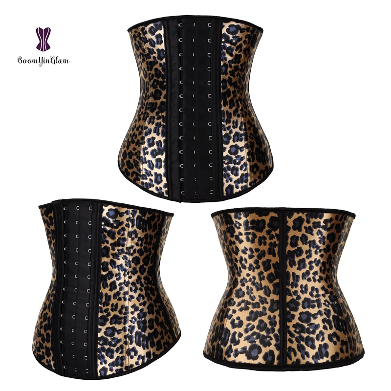 

Top Quality Super Firm Underbust Latex Steel Boned Leopard Print Corset For Sale