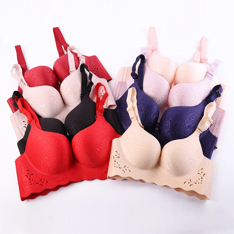 

Southeast Asia Hot Sale Stripe Comfortable Simple Seamless Bra Lady Sexy Breast Full Up Bra One-Piece Bra, 8 colors