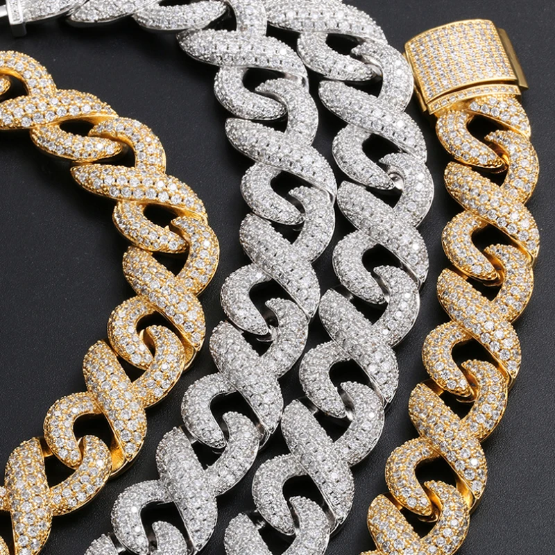 

2021 Luxury Jewelry Cuban Chains Plastic Cuban Chain Iced Out Kolye Silver Italian Gold Cuban Chain Cadenas, White/yellow