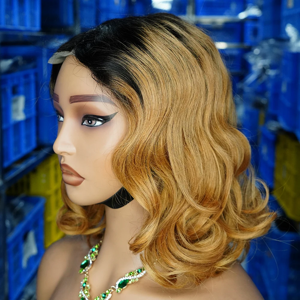 Luxury Hair Wholesale Raw Hair Glueless Weaves and Wigs Ombre 1B/30 1B/27 Loose Wave Bouncy Curly 4x4 5x5 Swiss Lace Closure Wig