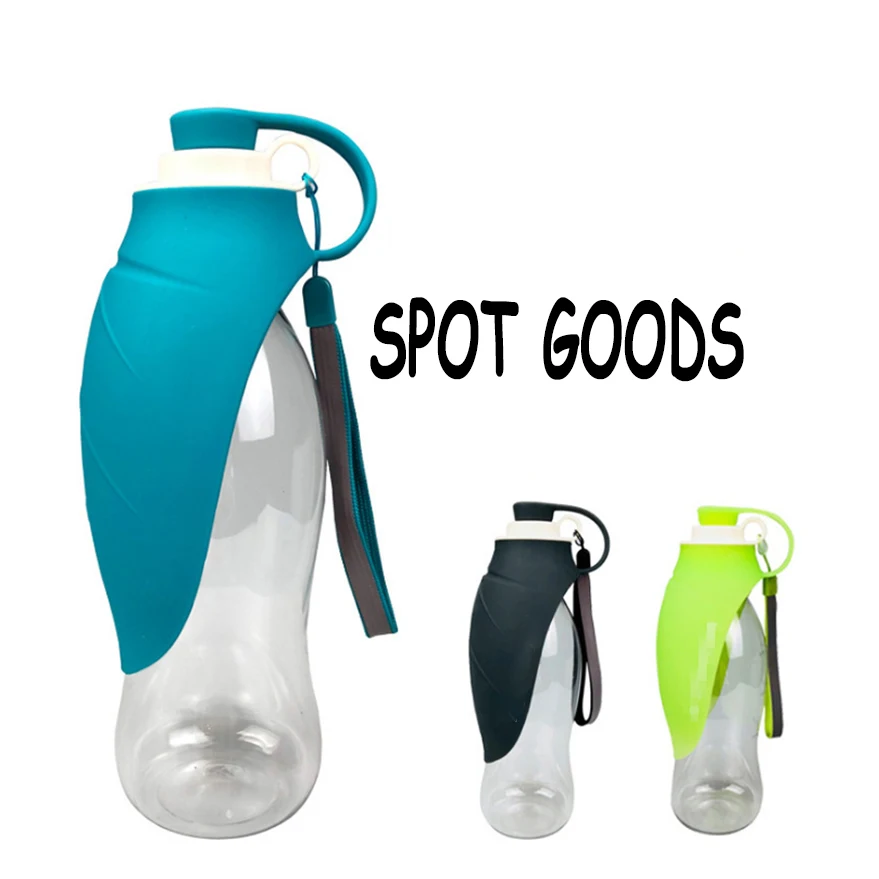 

SPOT GOODS 600ml Portable Pet Dog Water plastic Bottle Expandable Silicone Travel Dog Puppy Cat Drinking Outdoor Water Dispenser, Blue/green/gray,custom color