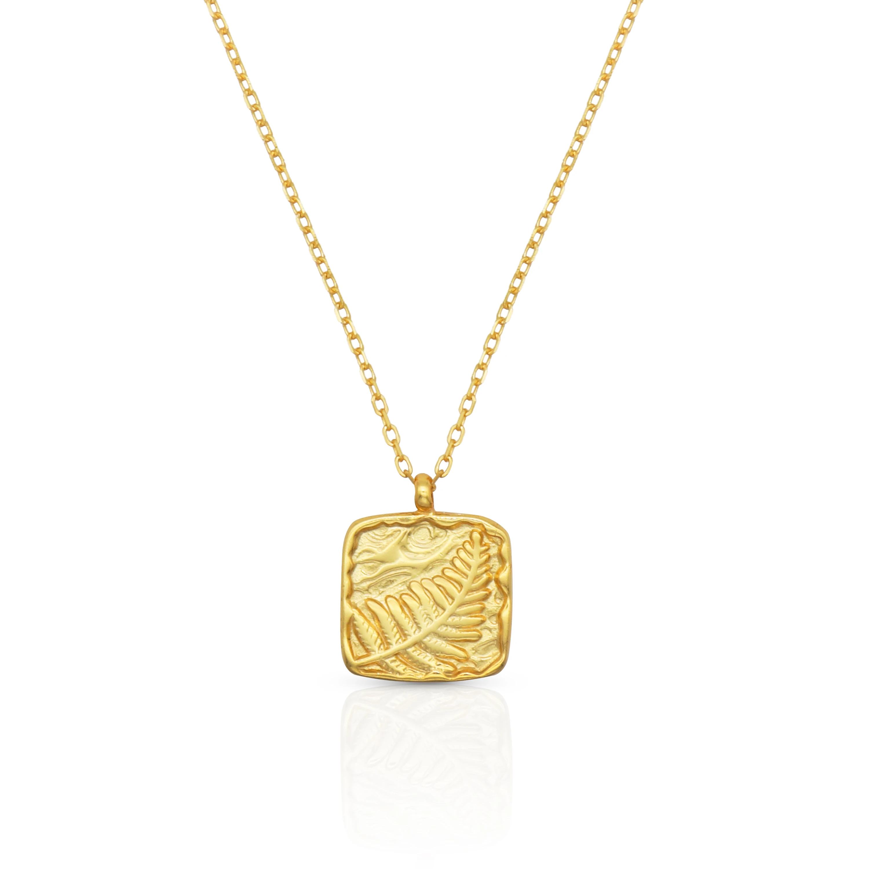 

Chris April Retro personality 14k gold plated 925 sterling silver leaf Relief pendant Necklace