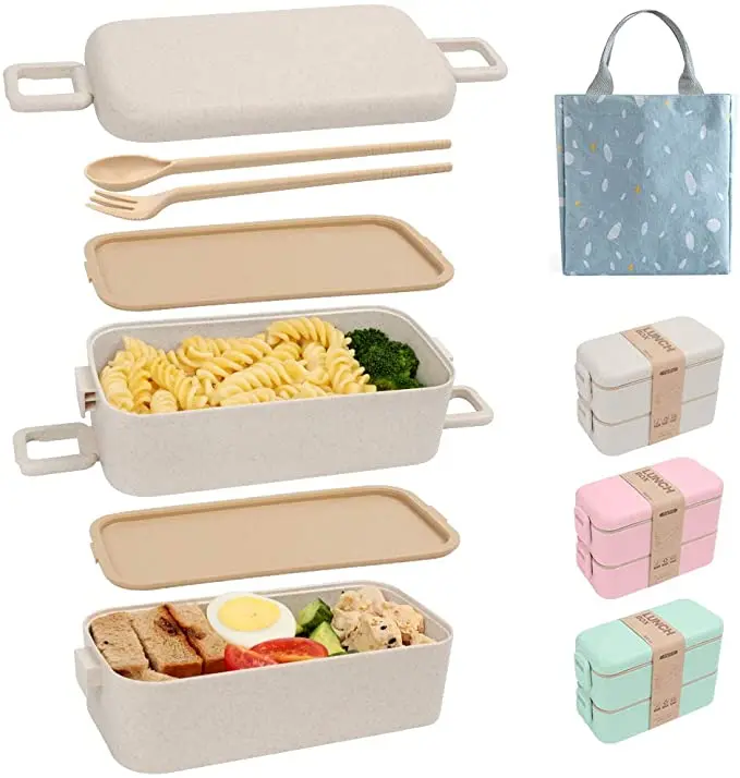 

Eco Wheat Fiber Lunch Box For Microwave,Rice Husk Material Leakproof Bento Lunch Box