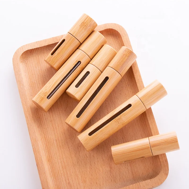 

Hot Selling Bamboo Cosmetic Packaging Essential Oil Roller Bottles 5 Ml 10 Ml Roll-on Perfume Bottles Bamboo Roller Ball Bottles