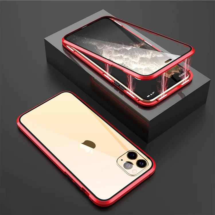 

Hot Built in Magnet Cases 360 Full Magnetic Adsorption Case For iPhone 13 12 Mini Pro Max X Xs Clear Double Sided Glass