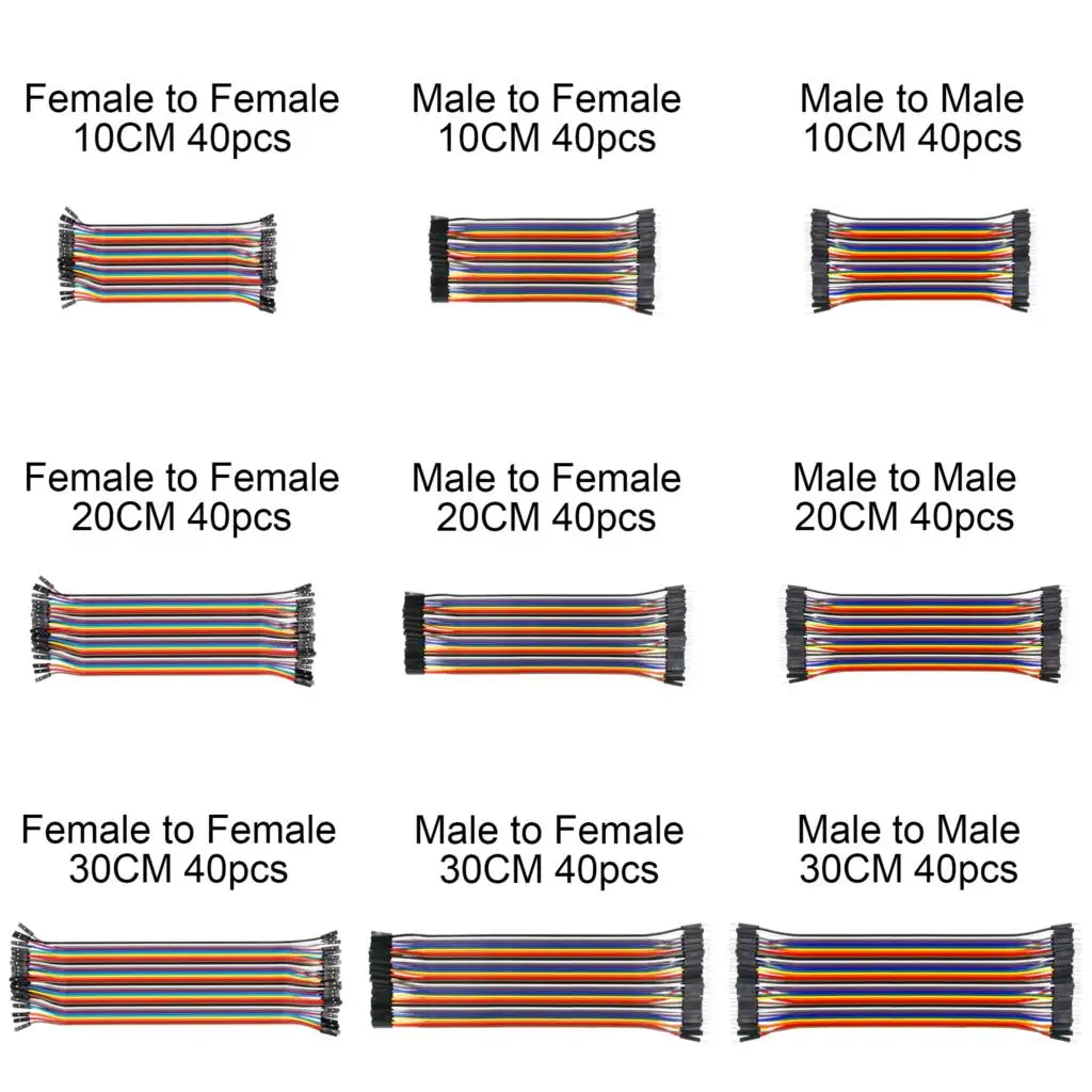 

Dupont Line 10CM/20CM/30CM Male to Male / Male to Female / Female to Female Jumper Wire Dupont Cable for DIY KIT