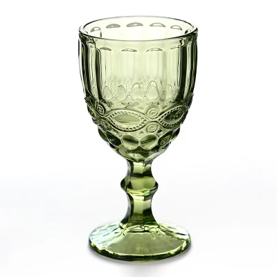 

Wholesale Customized Set Of Colored Embossed Reusable Wine Water Ice Cream Glassware Wine Accessories, Green