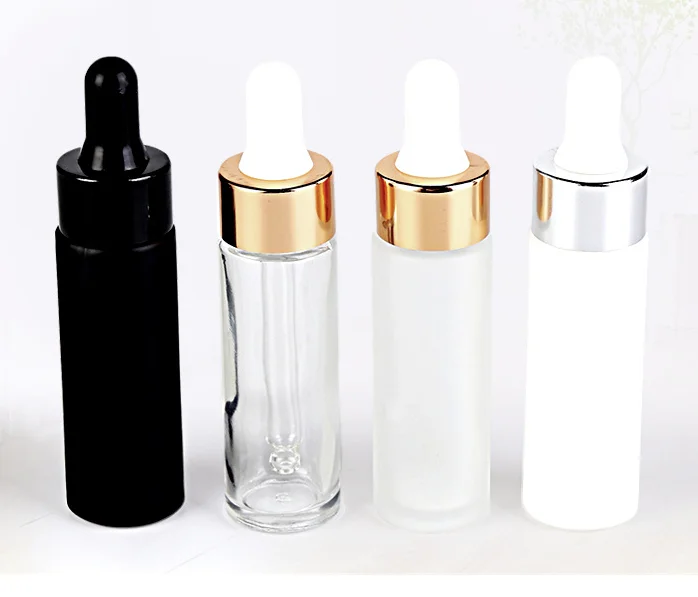 

custom logo silk screen print 15ml 0.5oz transparent essential oil essence glass bottle dropper bottle with aluminum cap