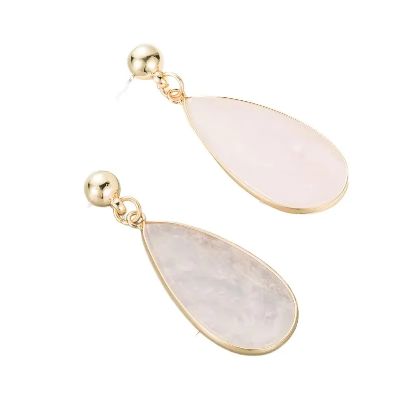 Fashionable Colorful Retro Boho Water Droplet Natural Stone Pendant Drop Earrings for Women Eardrop Jewelry