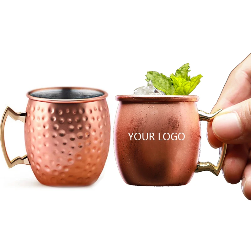

Mini 60ML Mirror Cup Stainless Steel Shot Copper Pure 2Oz 16Oz Mull Hammered Moscow Mule Mug, Copper,silver
