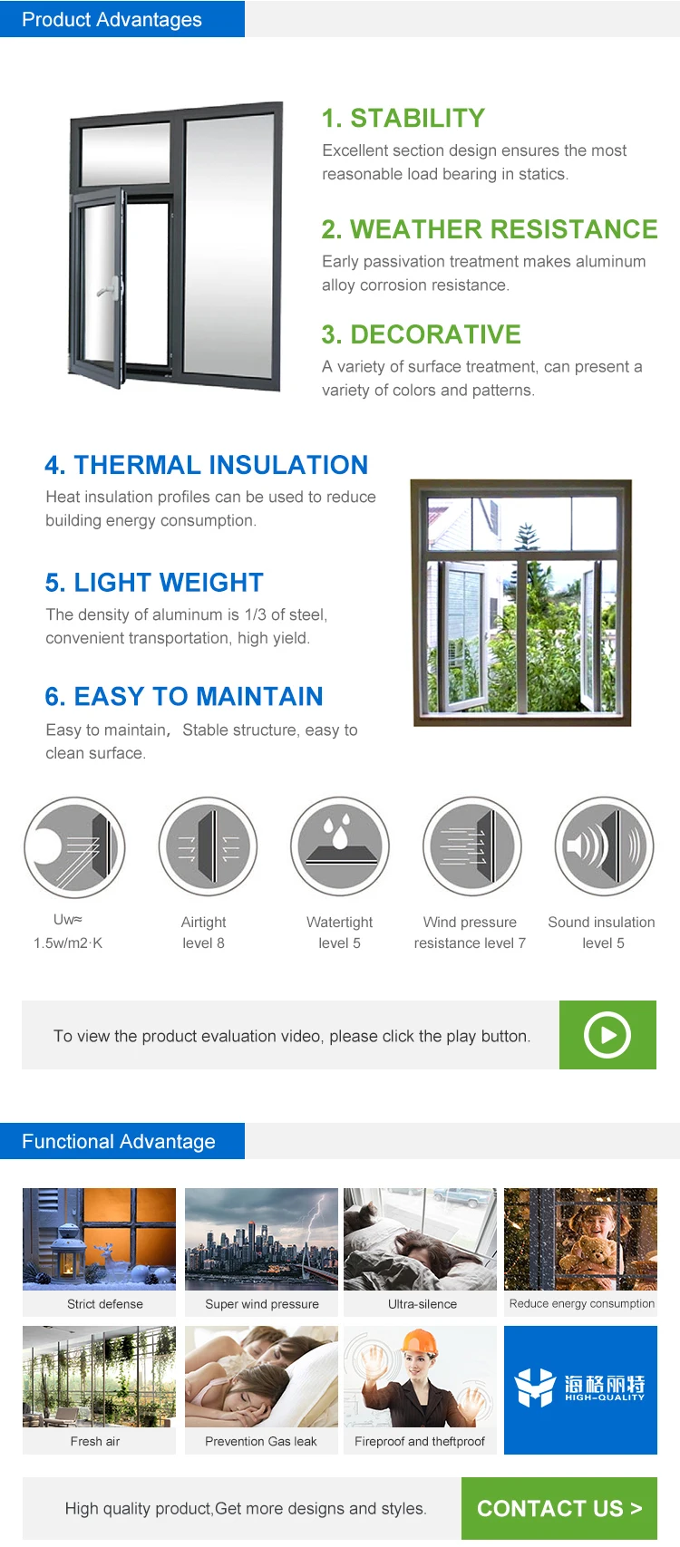 OEM price 3 panel triple veka pvc casement window ventilation