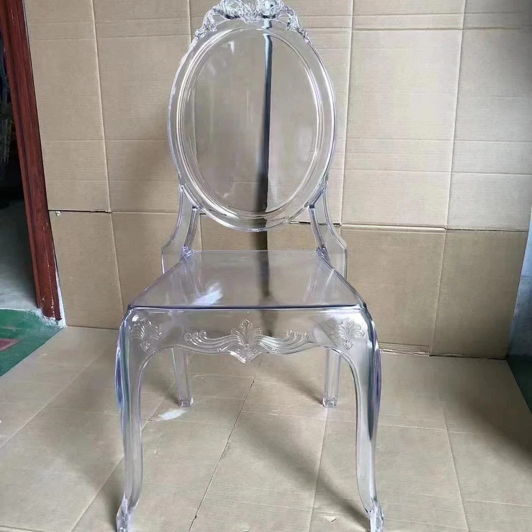 

Modern tiffany hot sell r transparent dining acrylic resin chairs for restaurant and wedding flower Round back chairs