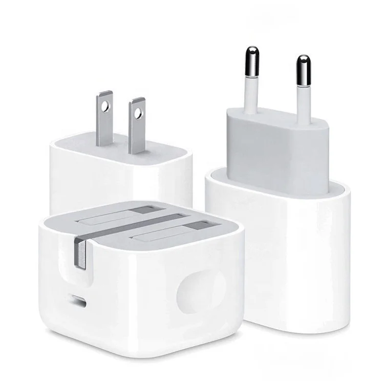 

Custom UK EU US Fast Power Adapter Plug 18W 20W PD USB-C Power Adapter for Apple iPhone Fast Charger 5V/3A 9V/2A 12V/1.5A, White
