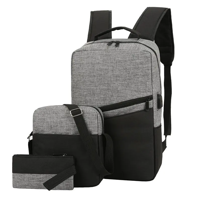 

2022 Water Resistant 3 Pcs Student Shoulders Bag School Laptop Backpack Set for Men, Black, red, gray, blue
