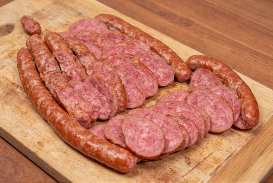 Raw seasoning sausage on cutting board