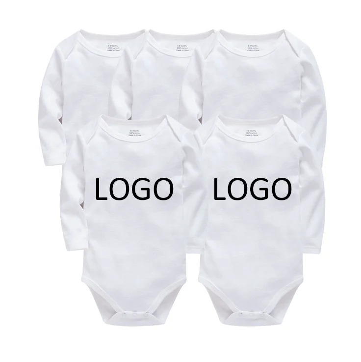 

Custom Logo New Born Baby 5-Pack Clothes Sets Girls 100% Cotton Boy Baby Rompers, Blue&white&black&red&gray