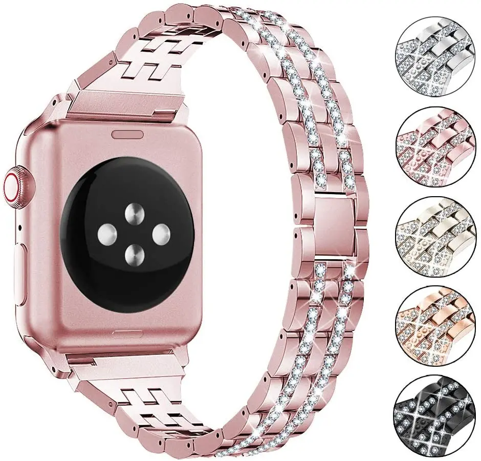 

Wholesale 38mm 42mm Luxury Women Crystal Diamond Stainless Steel iwatch series Bracelet Apple Watch Band, Silver,gold,rose gold,black