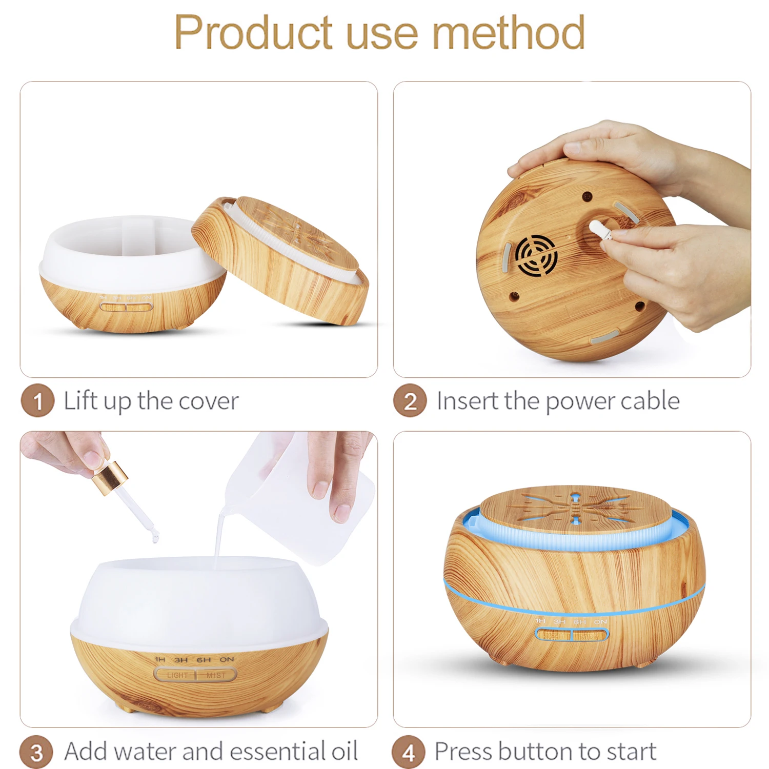 400ml electric essential oil diffuser wood grain diffuser humidifier essential oil diffuser