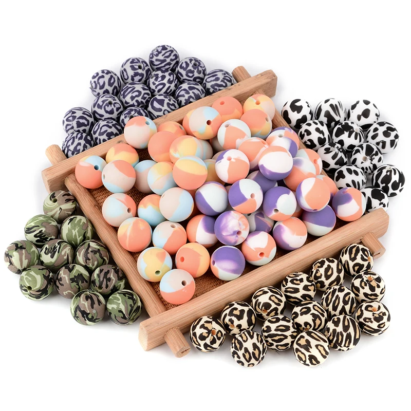 

10% OFF Wholesale 12mm 15mm Grade Leopard Printed Bpa Free Food Grade Teething Silicone Beads, 104 designs