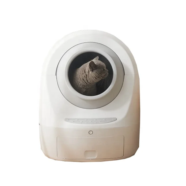 

Luxury Large Fully Enclosed Automatic Cat Litter Box Furniture Self Cleaning Cat Litter Box For Cat, White