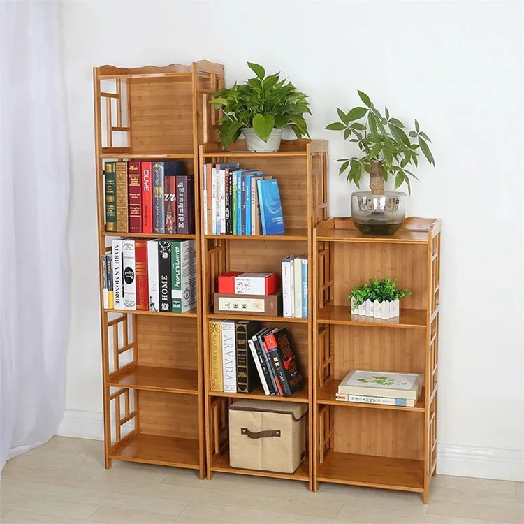 
Bamboo Wood Folding Storage Rack Bookcase 