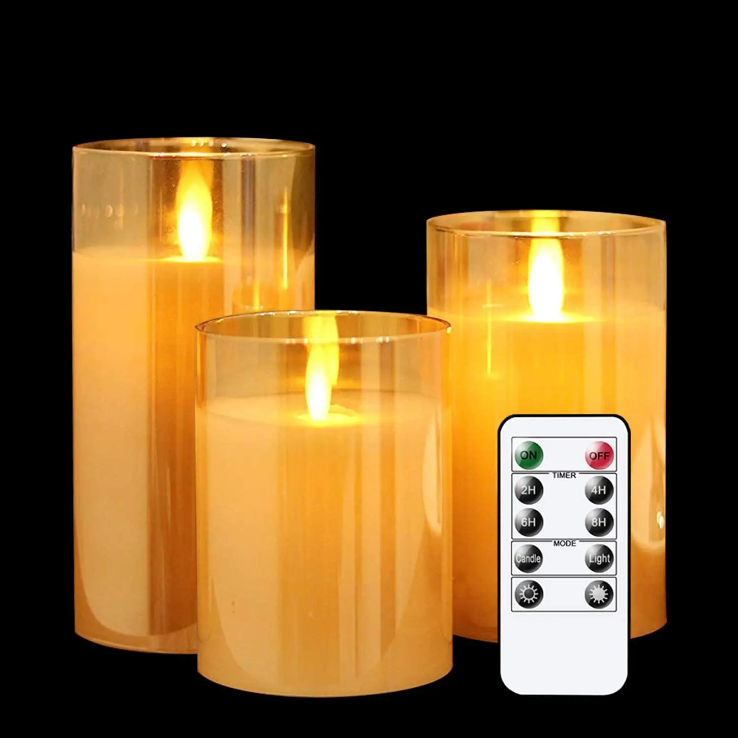 wholesale smokeless LED Glass Tube Real Paraffin Wax Candles Flameless Moving Wick Candle