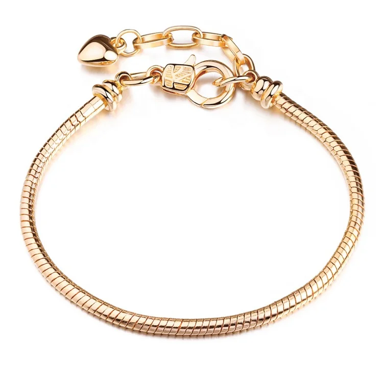 

18K Gold Plated Adjustable Multiple Models European Charm Bracelet Simple Snake Chain Diy Charm Bracelet For Women And Men, As pictures