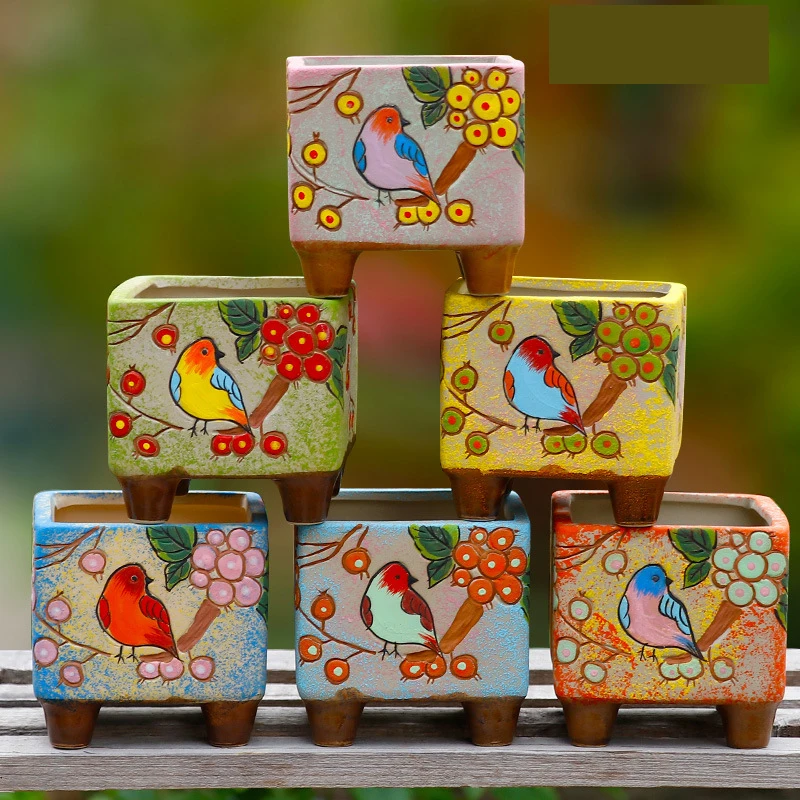 

Wholesale Hand Painted Mini Table Pot Cactus Ceramic Pots For Succulent Plants, Picture
