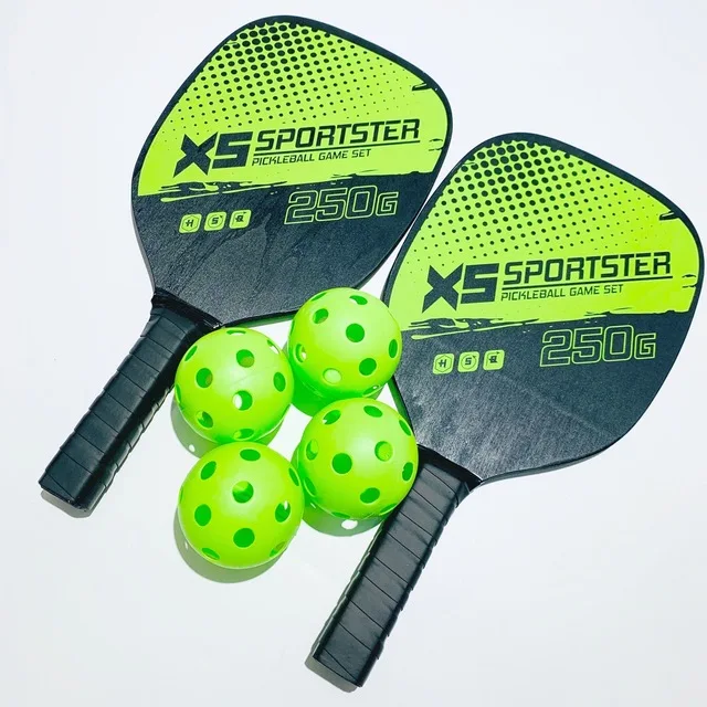 

Manufacturers direct wholesale pickleball combination 2 racket to send 4 balls paddle pickleball pickleball set, Green