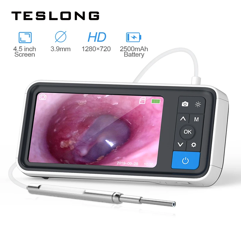 

Teslong Best Selling 4.5 inch Display Ear Camera Otoscope 3.9mm Visiual Ear Cleaner Tool with Soft Ear Pick