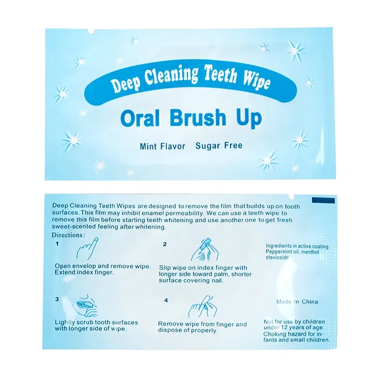 

Hot Sales Mint Flavor Dental Easy Use Teeth Wipes, Blue