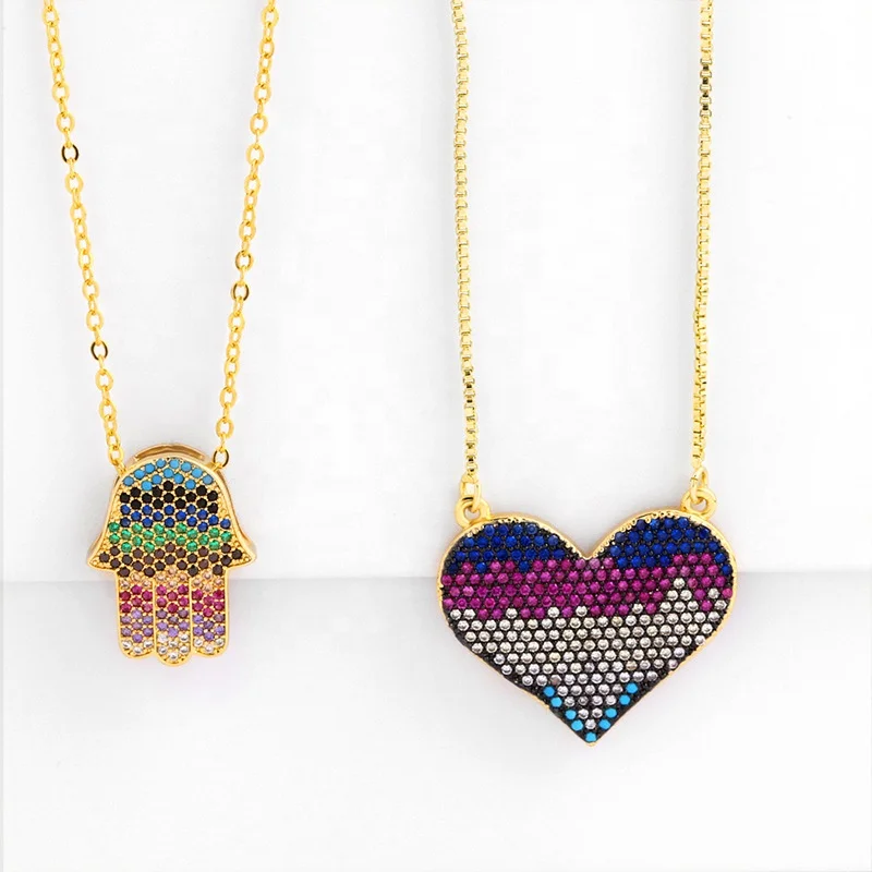 

Newest Colorful Necklace Short Necklace Pendant Jewelry Love Pendant Necklace, Gold