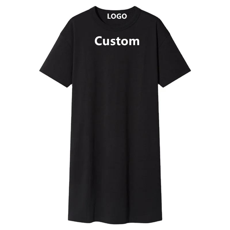 

Summer Customized Logo Women O-Neck Short-Sleeve Home Wear T-Shirt Plus Size Women's Dresses Casual Clothing, Picture color