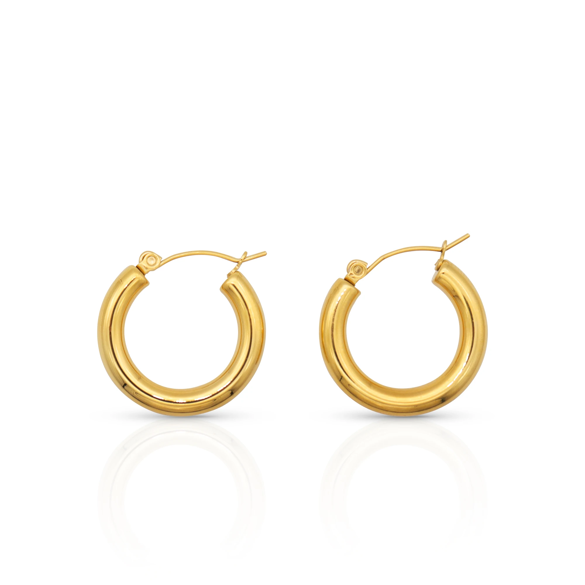 

Chris April in stock water-proof 316L stainless steel PVD gold plated glossy hoop earrings for women