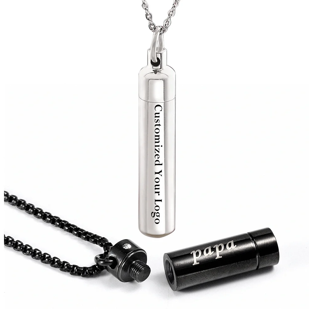 

Energinox Custom Openable Stainless Steel Cylinder Survival Case Pill Capsule Perfume Memorial Pendant Necklace