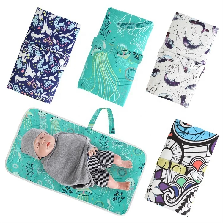 

Portable Clean Hands Changing Pad Print Waterproof Stroller Hanging Diaper Bag Clutch Foldable Travel Nappy Diaper Changing Mat, Customized colors
