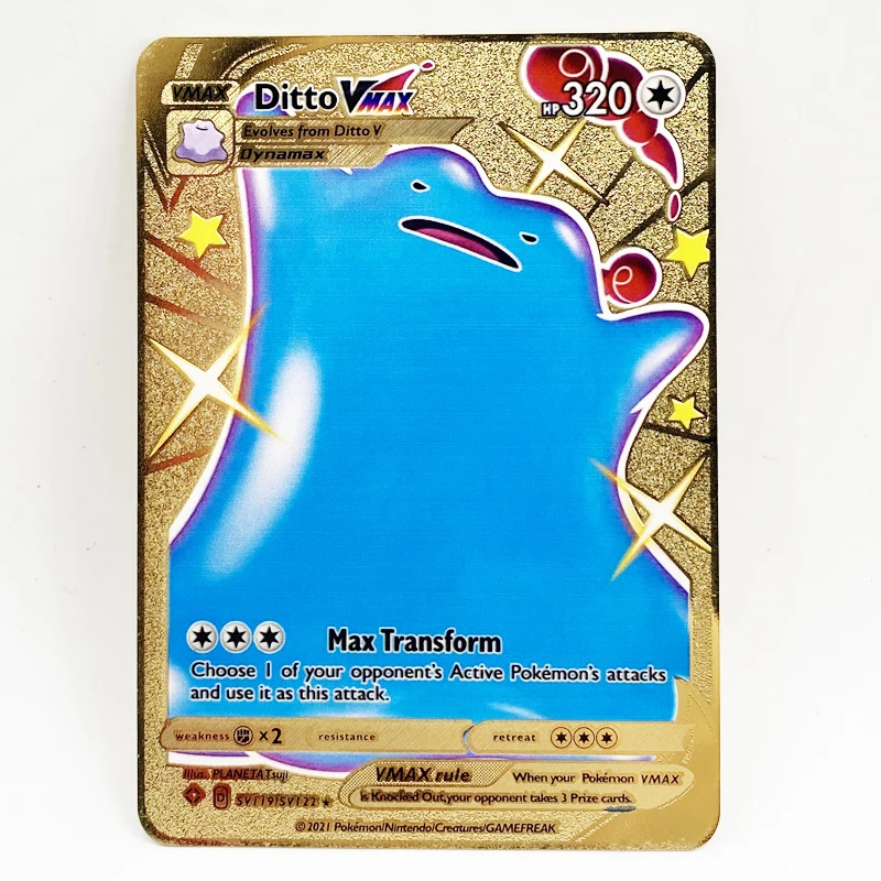 

Hot Selling Ready to Ship Rainbow Charizard Pikachu Vmax 330 GX Gold Metal Pokemon Cards New Trading Cards Game