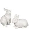 Two Set Of Custom Ceramic White Rabbit Figurines for Garden Decor