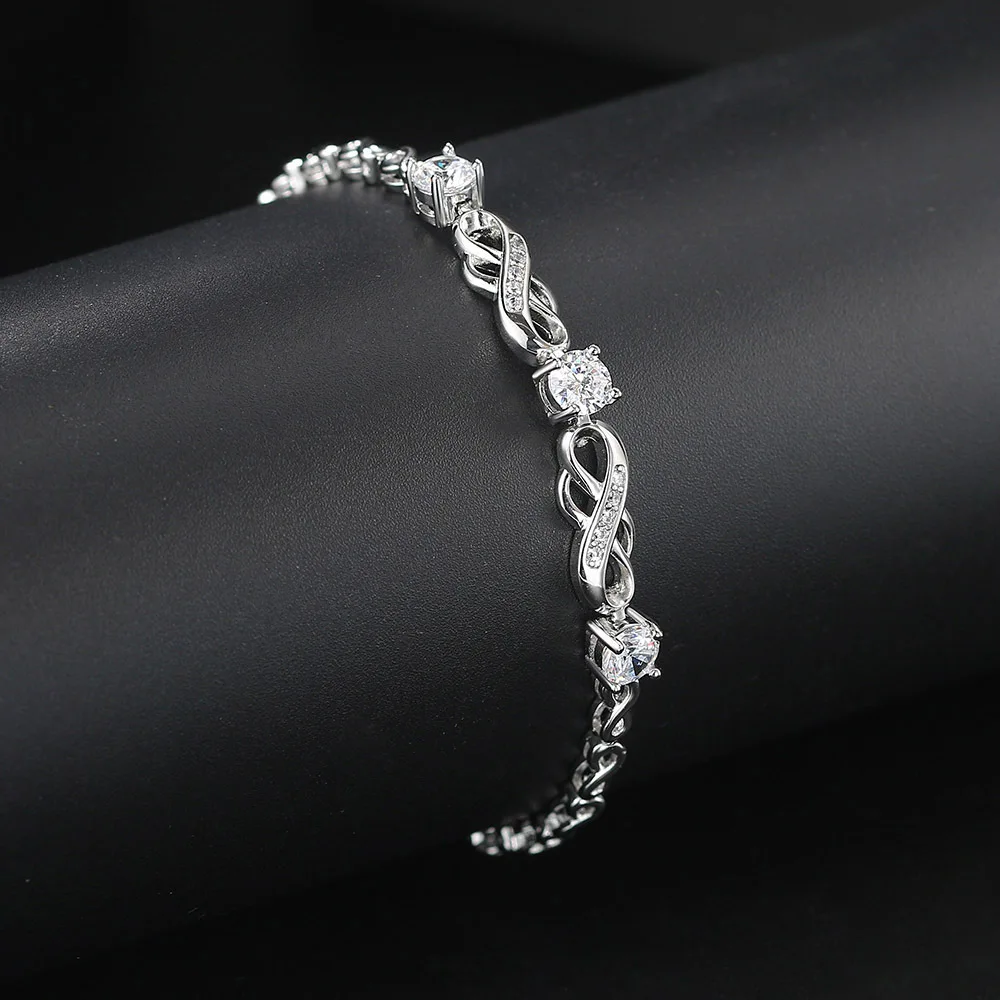 

Women Girls Silver Bracelet Rhinestone Leaves Chain Bangle Luxury Wedding Jewelry Simple Fashion Elegant New