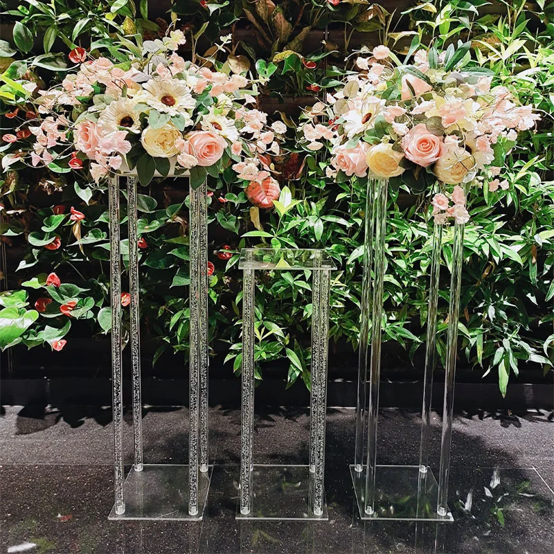 

O-X491 Wholesale wedding decoration road lead acrylic wedding centerpiece flower stand Tall large clear flower stand