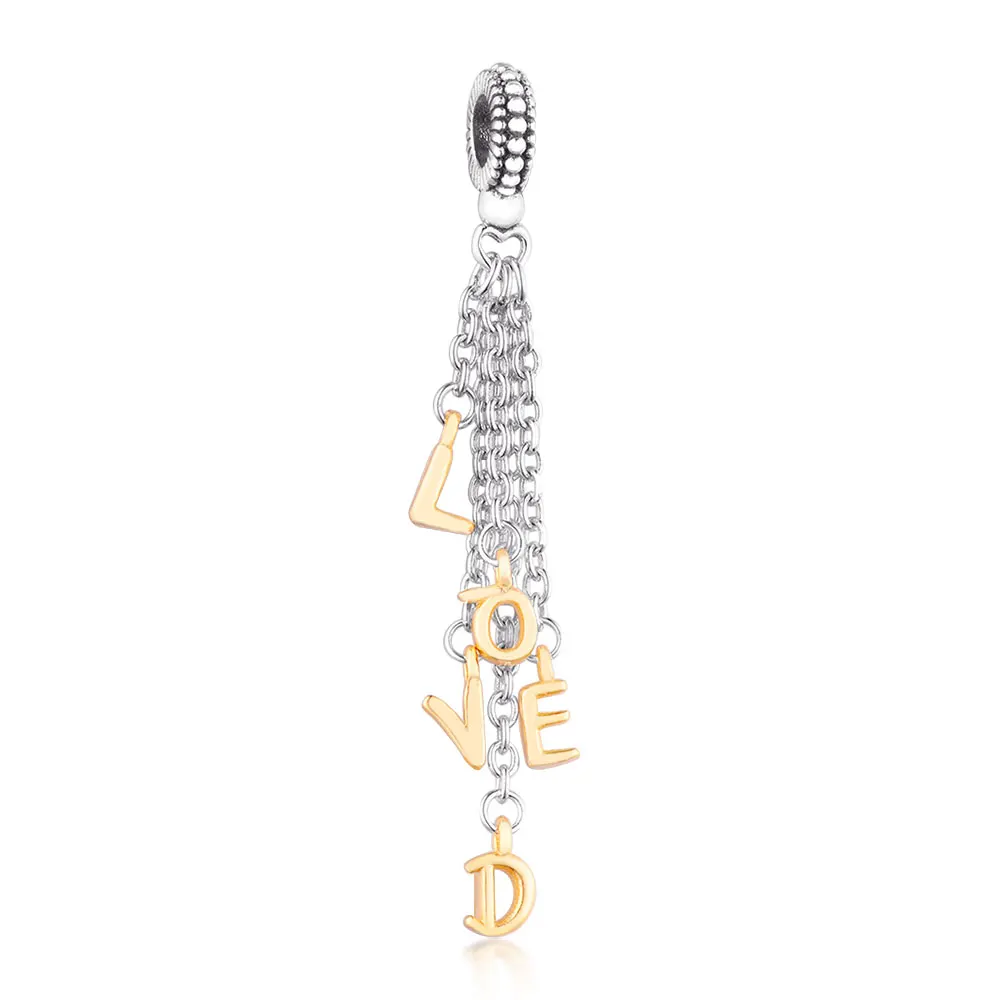 

Wholesale New 925 Sterling Silver Boho Tassel Letter Loved Pendant Beads Charms Fit Original Pandora Bracelet Necklace Jewelry
