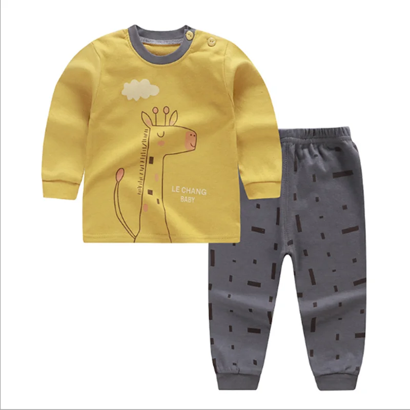 

Good quality cotton fabric baby boys clothes set cheaper price baby girls 2pcs clothing set, Yellow / pink / blue / green / grey