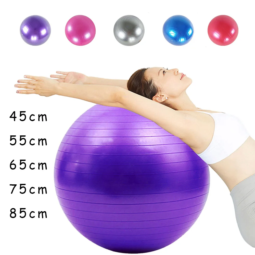 

PVC Fitness Balls Yoga Thickened Explosion-proof Exercise Home Gym Pilates Equipment Balance Ball 45cm/55cm/65cm/75cm, Purple/pink/grey/blue/red
