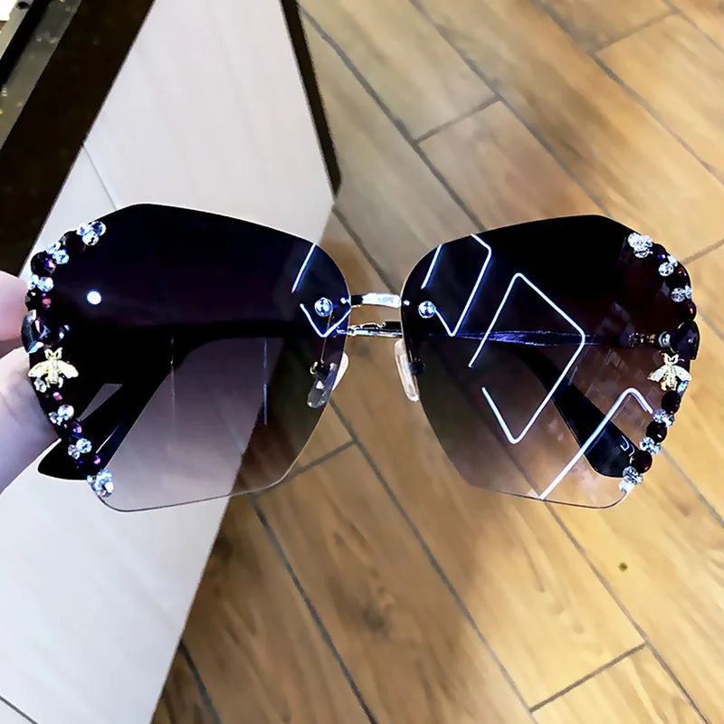 

Keloyi Women Custom Logo Girls Bling Lady Supplier Shades Fashion Gem Metal Stainless Designer Vendor UV400 Sun Glasses