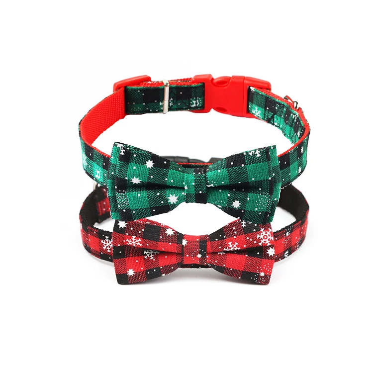 

Accesorio Para Perros Top Selling Simple Luxury Adjustable Plaid Pet Dog Cat Bowtie Collars In Bulk Supplies, Red,green
