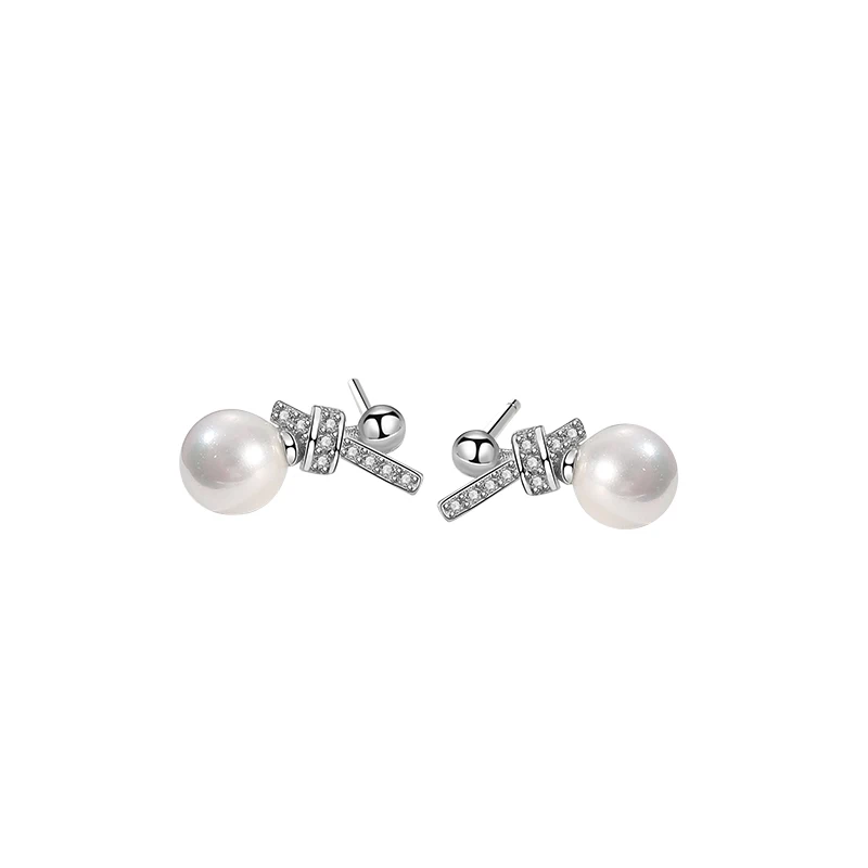 

Minimalist Small Knots Stud Earrings 925 Sterling Silver Gold Plated Round Pearl Earrings Women