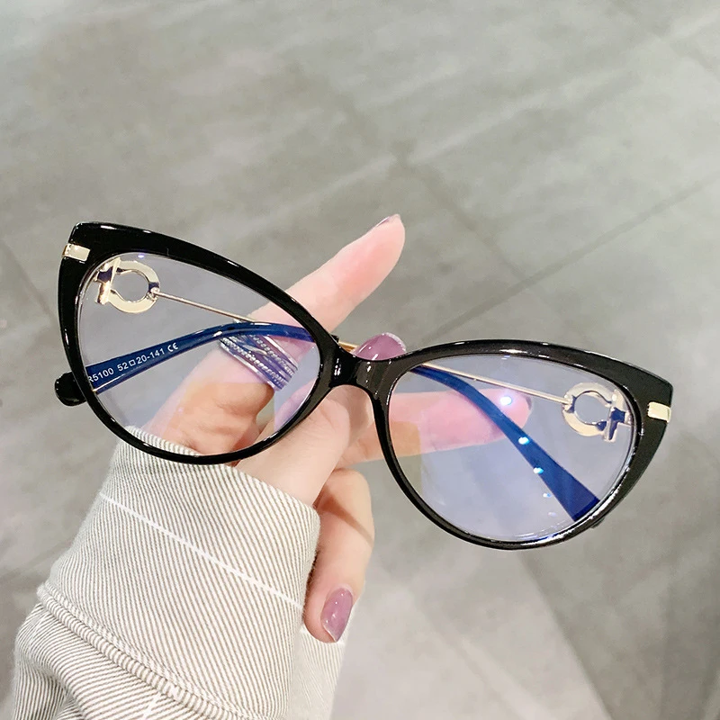 5100 New Fahion Cat Eye Computer Glasses Frame Women Anti Blue Light Eyewear diamond  Optical Spectacle Eyeglass